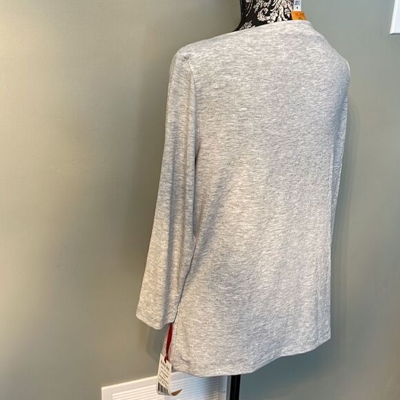 Ruby Rd Embellished Boat Neck Tee-GREY-Medium - Picture 2 of 4